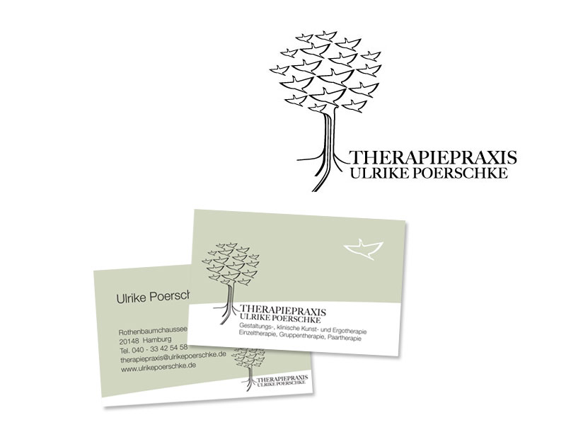 Corporate Identity einer Therapiepraxis mit Logo und Visitenkarte in Grün & Weiß